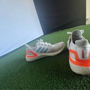 Adidas White and Orange Sneakers with Cushioned Sole